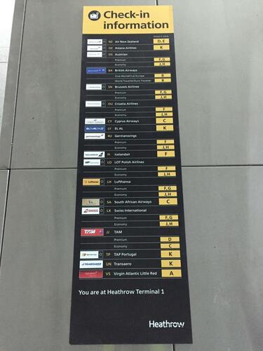 Check In Information Listing Sign