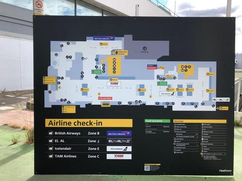 Di-lite metal Map of Terminal 1 layout at the time of closure.