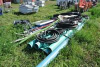 LOT OF ASSORTED PVC PIPE AND CABLE