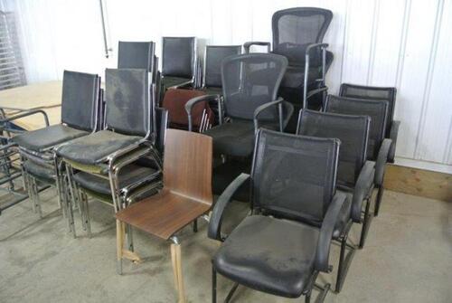 LOT OF APPROX; 35 SIDE CHAIRS, SOME STACKING
