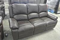 BROWN DOUBLE RECLINING 3 SEAT SOFA