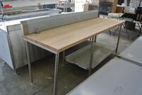 STAINLESS STEEL PREP TABLE W/ LOWER SHELF AND BUTCHER BLOCK COUNTERTOP