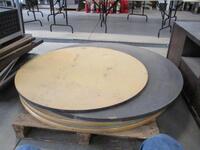 LOT OF 4 ROUND TABLE TOPS, ASSORTED DIAMETERS