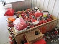 LOT OF FIRE EXTINGUISHERS AND SAFETY EQUIPMENT