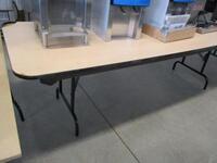 LOT OF 2 FOLDING WOOD AND STEEL RETANGULAR TABLES