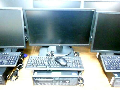 LOT OF 2, HP ELITEDESK 800G1 SFF CORE i7 VPRO 500 HD, 8GB RAM, 24'' DISPLAY KEYBOARD,MOUSE (NO OPERATION SYSTEM)
