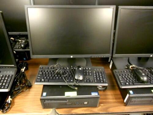 LOT OF 2, HP ELITEDESK 800G1 SFF CORE i7 VPRO 500 HD, 8GB RAM, 24'' DISPLAY KEYBOARD,MOUSE (NO OPERATION SYSTEM)