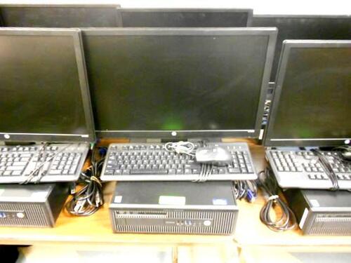 LOT OF 2, HP ELITEDESK 800G1 SFF CORE i7 VPRO 500 HD, 8GB RAM, 23'' DISPLAY KEYBOARD,MOUSE (NO OPERATION SYSTEM)