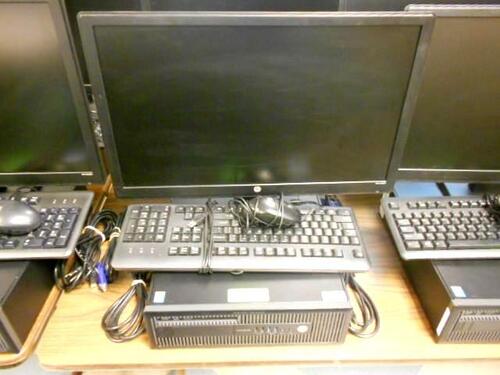 LOT OF 2, HP ELITEDESK 800G1 SFF CORE i7 VPRO 500 HD, 8GB RAM, 23'' DISPLAY KEYBOARD,MOUSE (NO OPERATION SYSTEM)