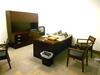 DESK, CREDENZA W/ HUTCH, 48'' ROUND TABLE, 9 CHAIRS (FURNITURE ONLY ) (DELAYED PICKUP 10/26/18 THRU 10/31/18 )