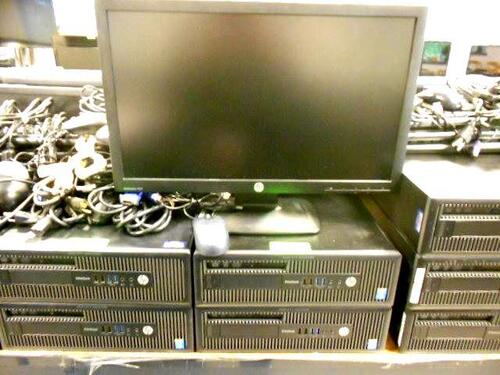 LOT OF 2, HP ELITEDESK 800G1 SFF CORE i5 VPRO 500 HD, 8GB RAM, 22'' DISPLAY KEYBOARD,MOUSE (NO OPERATION SYSTEM)