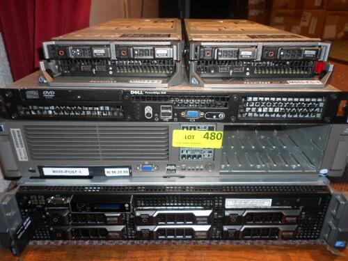 LOT DELL E025 W/ 4 X SAS 450GB 15K, 2 X SAS146GB 15K HD, / HP PROLIANT DL380G5 (NO HD) / (2) DELL M-HHB W/ 2 X SAS 146GB 15K HD