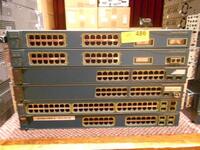 LOT OF 6 ASST'D CISCO (2) CATALYST 3500XL 24P, (2) CATALYST 3560 V2 24P/ 3560 48P/ 3560G 24P