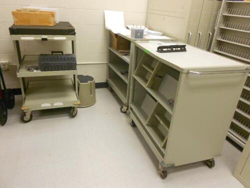 LOT OF 3 TAPE METAL ROLLING CARTS