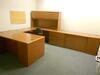 U SHAPE DESK CREDENZA, 3 CHAIRS