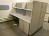 4 SEC PANEL WORKSTATION W/ CABINETS AND CHAIRS - 2