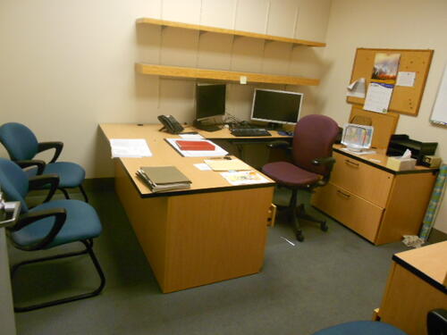 U SHAPE DESK,CREDENZA W/HUTCH CHAIRS FURNITURE ONLY