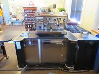 C.M.A LAURENTIS ESPRESSO MACHINE, MODEL: SME12N, WITH BEVERAGE AIR CART WITH REFRIGERATOR AND SINK, (LOCATION: BOOKSTORE)