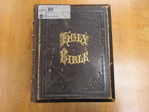 HOLY BIBLE SUPERFINE EDITION, CONTAINING THE OLD AND NEW TESTAMENTS, APOCRYPHA, CONCORDANCE, AND PSALMS IN METRE, (ENGLISH), (FRONT COVER IS GETTING LOOSE), (LOCATION: SHOEN LIBRARY 2ND FLOOR)