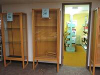 LOT (4) WOOD/GLASS DISPLAY CABINET, 36" X 18" X 84", NO KEY, (LOCATION: SHOEN LIBRARY 2ND FLOOR)