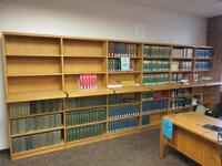 LOT ASST'D LIBRARY BOOKS, VARIOUS SUBJECTS: BIOGRAPHY COLLECTIONS, DICTIONARIES, READERS GUIDES, FILM REVIEWS, LI. CRITICISM, LC SUBJECT , WITH (6) SECTIONS OF WOOD SHELVING, (LOCATION: SHOEN LIBRARY 1ST FLOOR)