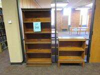LOT (2) THE GLOBE-WERNICKE COMPANY STACKING BOOKCASE, SIZE C-11, (3) SMALL WOOD DESK WITH CHAIR, AND (2) TABLES, (LOCATION: SHOEN LIBRARY 1ST FLOOR)