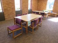 LOT (2) 6'FT TABLES AND (11) CHAIRS, (LOCATION: SHOEN LIBRARY 1ST FLOOR)