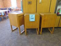 LOT (3) WOOD LIBRARY BOOK DISPLAY UNITS, 25.5" X 18.5" X 41", (LOCATION: SHOEN LIBRARY 1ST FLOOR)