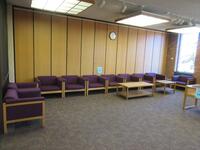 LOT (10) PURPLE/WOOD GUEST CHAIRS WITH (5) END TABLES, (LOCATION: SHOEN LIBRARY 1ST FLOOR)