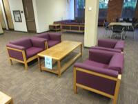 LOT (4) GUEST CHAIRS WITH COFFEE TABLE, (LOCATION: SHOEN LIBRARY GROUND FLOOR)