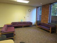 LOT (2) 3-PERSON SOFAS, (1) 4-PERSON SOFA AND END TABLE, (LOCATION: SHOEN LIBRARY GROUND FLOOR)