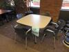 HERMAN MILLER CONFERENCE TABLE ON CASTERS, 42" X 42" X 30" WITH (4) HERMAN MILLER STACKING CHAIRS WITH ARMS, (LOCATION: SHOEN LIBRARY GROUND FLOOR) - 2