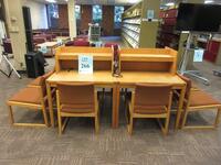 LOT (2) WOOD 2-PERSON STUDY STATIONS AND (8) CHAIRS, 4'FT X 37" X 44", (LOCATION: SHOEN LIBRARY GROUND FLOOR)
