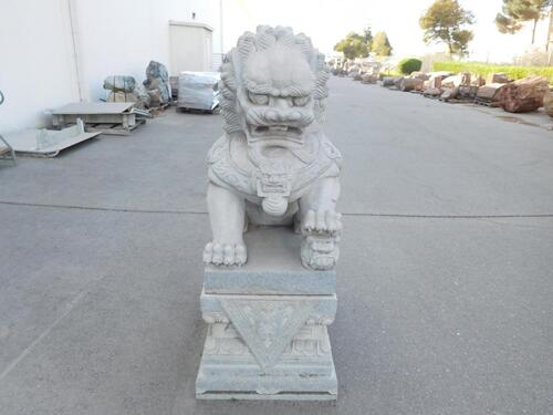 SET OF 2 CONCRETE GUARDIAN LIONS / FOO DOGS 23.5" X 60" X 33"