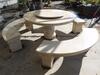 ROUND GRANITE TABLE 55"X28" WITH 3 BENCHES 64" X 14" X "17 - 4