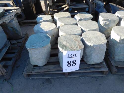 (LOT) 25 MARBLE STOOLS AND 3 MARBLE TABLE BASES