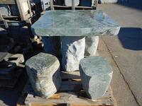 POLISHED MARBLE FOUR SEAT TABLE SET (EACH SET COMES WITH UNIQUE DESIGN)