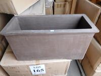 (28) RECTANGULAR CLAY PLANTERS 39" X 16" X 20" (T133-1) (EACH PLANTER COMES WITH UNIQUE DESIGN)