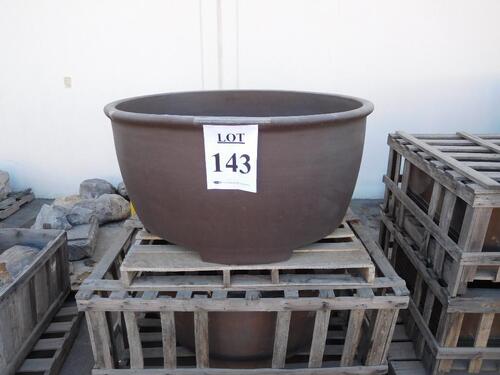 (2) ROUND CLAY PLANTERS 60" X 37.5" X 14" (EACH PLANTER COMES WITH UNIQUE DESIGN)