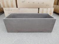 (40) RECTANGULAR CLAY PLANTERS 39.5" X 16" X 13" (TX133-3) (EACH PLANTER COMES WITH UNIQUE DESIGN)