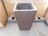 (16) SQUARE CLAY TALL PLANTERS 14.5" X 14.5" X 25.5" (T144-2) (EACH PLANTER COMES WITH UNIQUE DESIGN)