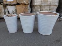 (70) SETS OF 3 WHITE CERAMIC POTS