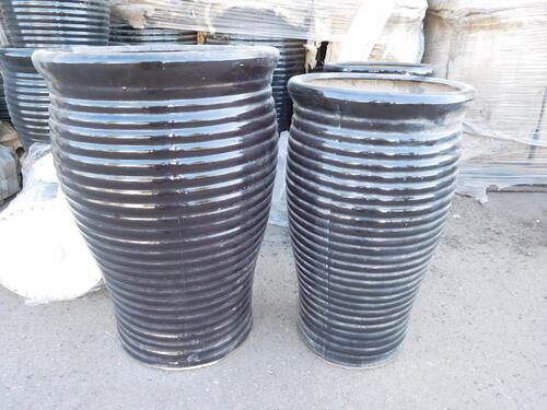 (55) SETS OF 2 BLACK CERAMIC POTS