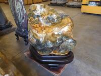 POLISHED BOULDER CENTERPIECE ON STAND 42" X 42" X 42"