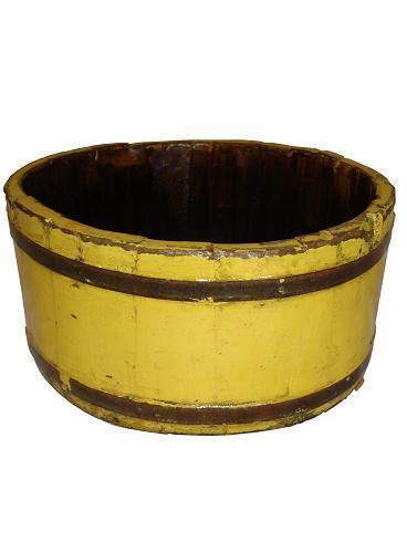 (100) SHORT ROUND WOODEN BUCKETS (COST $1,600) (RAC247MU) (EACH BUCKET COMES WITH UNIQUE DESIGN NO TWO ARE THE SAME)