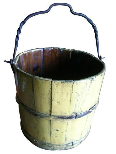 (45) WOODEN WATER BUCKETS (COST $1,035) (RAC029MU) (EACH BUCKET COMES WITH UNIQUE DESIGN NO TWO ARE THE SAME)