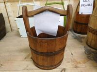 (110) WOODEN WATER BUCKETS (COST $2,200) (RA045L) (EACH BUCKET COMES WITH UNIQUE DESIGN NO TWO ARE THE SAME)