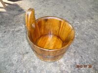 (82) WOODEN BUCKET (COST $1,722) (RA490) (EACH BUCKET COMES WITH UNIQUE DESIGN NO TWO ARE THE SAME)