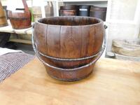 (20) WOODEN BUCKET (COST $440) (RA68) (EACH BUCKET COMES WITH UNIQUE DESIGN NO TWO ARE THE SAME)