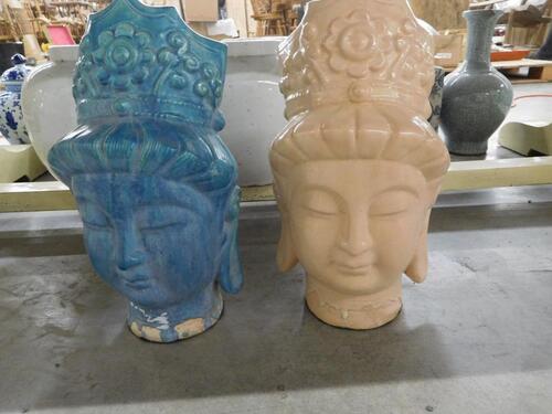 (23) 15.75"H BUDDHA HEADS (RP14010-W), (21) 15.75"H BUDDHA HEADS (RP14010-T) (EACH COMES WITH UNIQUE DESIGN NO TWO ARE THE SAME)